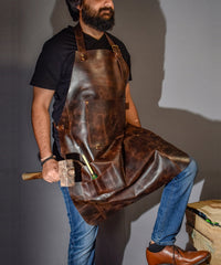 Leather Apron with Pockets and Adjustable Straps