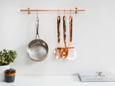 Copper Pipe Utensil and Pan Hanging Rail with Solid Brass Fittings