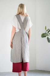 Soft Linen Apron / Washed Linen Apron / Square Cross Apron / Japanese Style Apron / Garden Apron