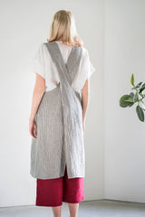 Soft Linen Apron / Washed Linen Apron / Square Cross Apron / Japanese Style Apron / Garden Apron