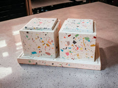 Terrazzo Lidded Jar with Tray Set: Decorative Kitchen Storage