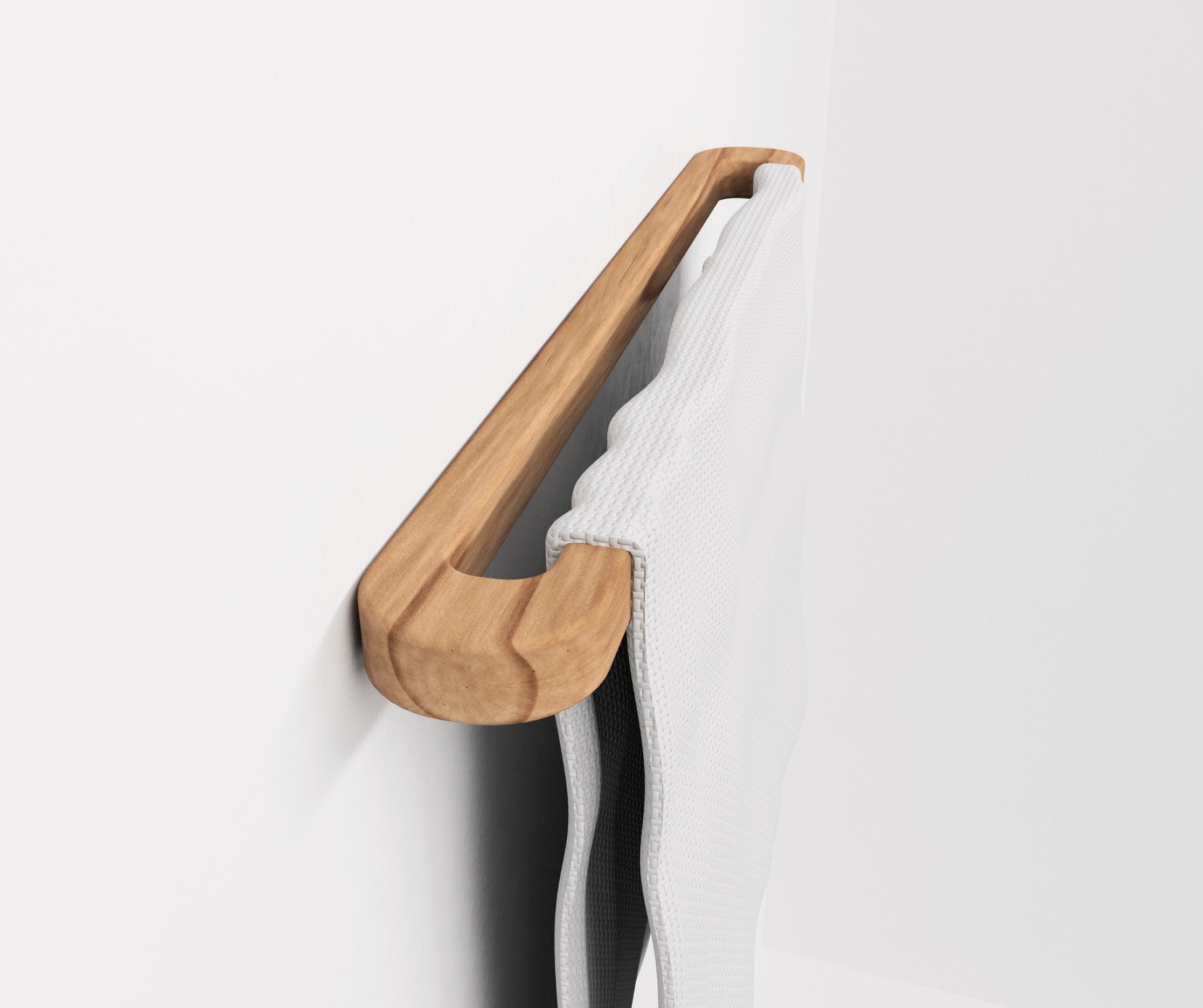 Wooden Towel Holder: Wall Mounted Thermo Pine Bathroom Rack
