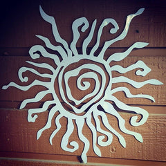 Metal Sun Wall Art, Whimsical Spiral Sun, Garden & Patio Decor