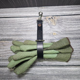 Leather Glove Holder with Clasp for Belt