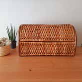 Wicker Bread Box / Storage Box / Kitchen Decor / Vintage Basket / Rustic Home Decor