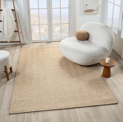 Beige Herringbone Flatweave Sisal Rug for Indoor and Outdoor Use