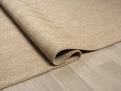 Beige Herringbone Flatweave Sisal Rug for Indoor and Outdoor Use