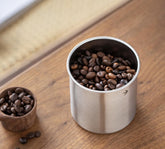 Matte Black Coffee Canister | Stainless Steel, Walnut Lid, Airtight