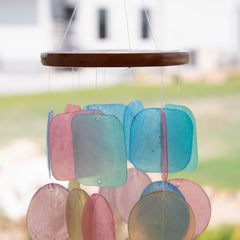 Rainbow Wind Chime Coastal Decoration Beach Accessory Outdoor Hanging Garden Decor Bali Style Capiz Shell