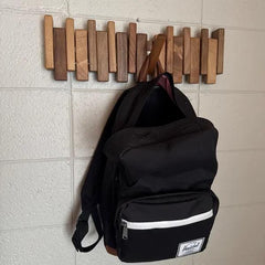 Walnut & Beech Wood Magnetic Piano Coat Rack – Space Saving Wall Hook Organizer for Coats, Hats, Towels