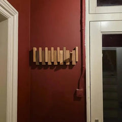 Walnut & Beech Wood Magnetic Piano Coat Rack – Space Saving Wall Hook Organizer for Coats, Hats, Towels