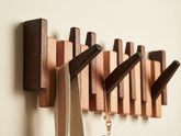 Walnut & Beech Wood Magnetic Piano Coat Rack – Space Saving Wall Hook Organizer for Coats, Hats, Towels