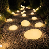Solar-Powered Outdoor Garden Lights — Waterproof Lantern & Warm Glow Pebble Pathway Set
