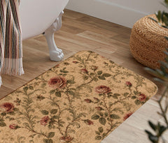 Vintage Rose Bath Mat – French Cottage Floral Bathroom Rug