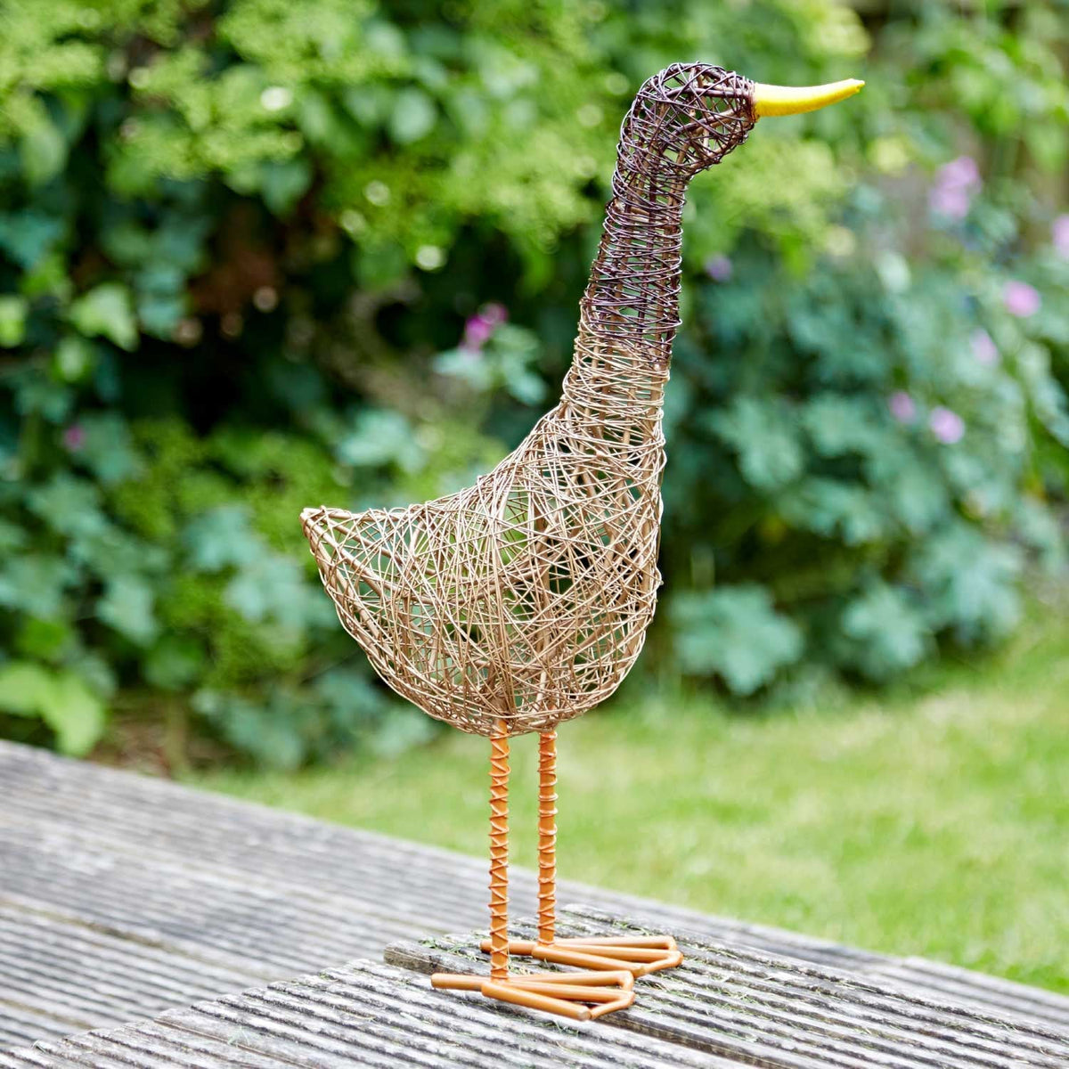 Wire Duck Garden Ornament: Recycled Metal Sculpture