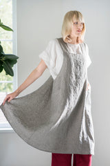 Soft Linen Apron / Washed Linen Apron / Square Cross Apron / Japanese Style Apron / Garden Apron