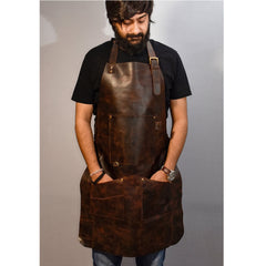 Leather Apron with Pockets and Adjustable Straps