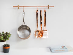 Copper Pipe Utensil and Pan Hanging Rail with Solid Brass Fittings