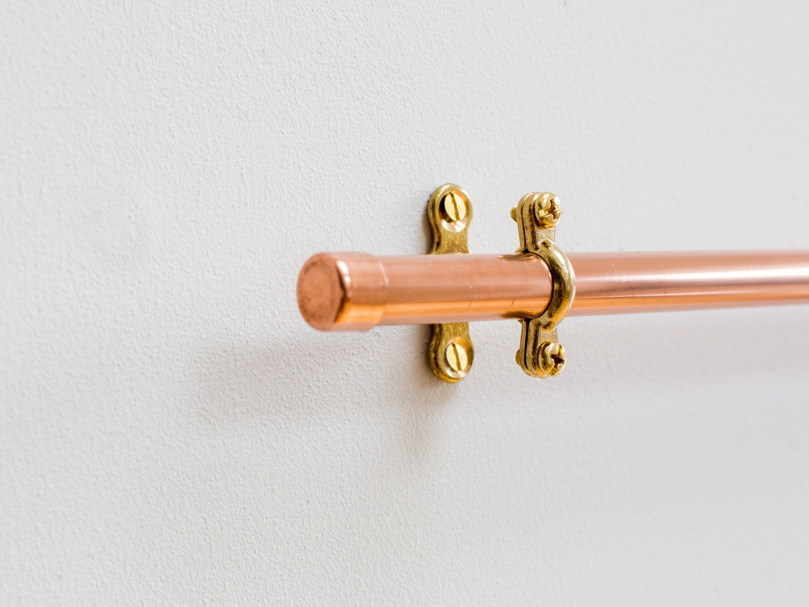 Copper Pipe Utensil and Pan Hanging Rail with Solid Brass Fittings
