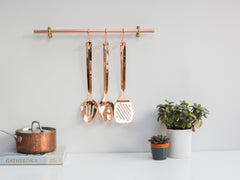 Copper Pipe Utensil and Pan Hanging Rail with Solid Brass Fittings