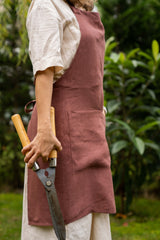 Linen Apron, Pinafore With Pockets, Washed Linen Unisex Kitchen, Garden Apron, Kitchen Cafe Apron, Gift For Men, Boyfriend