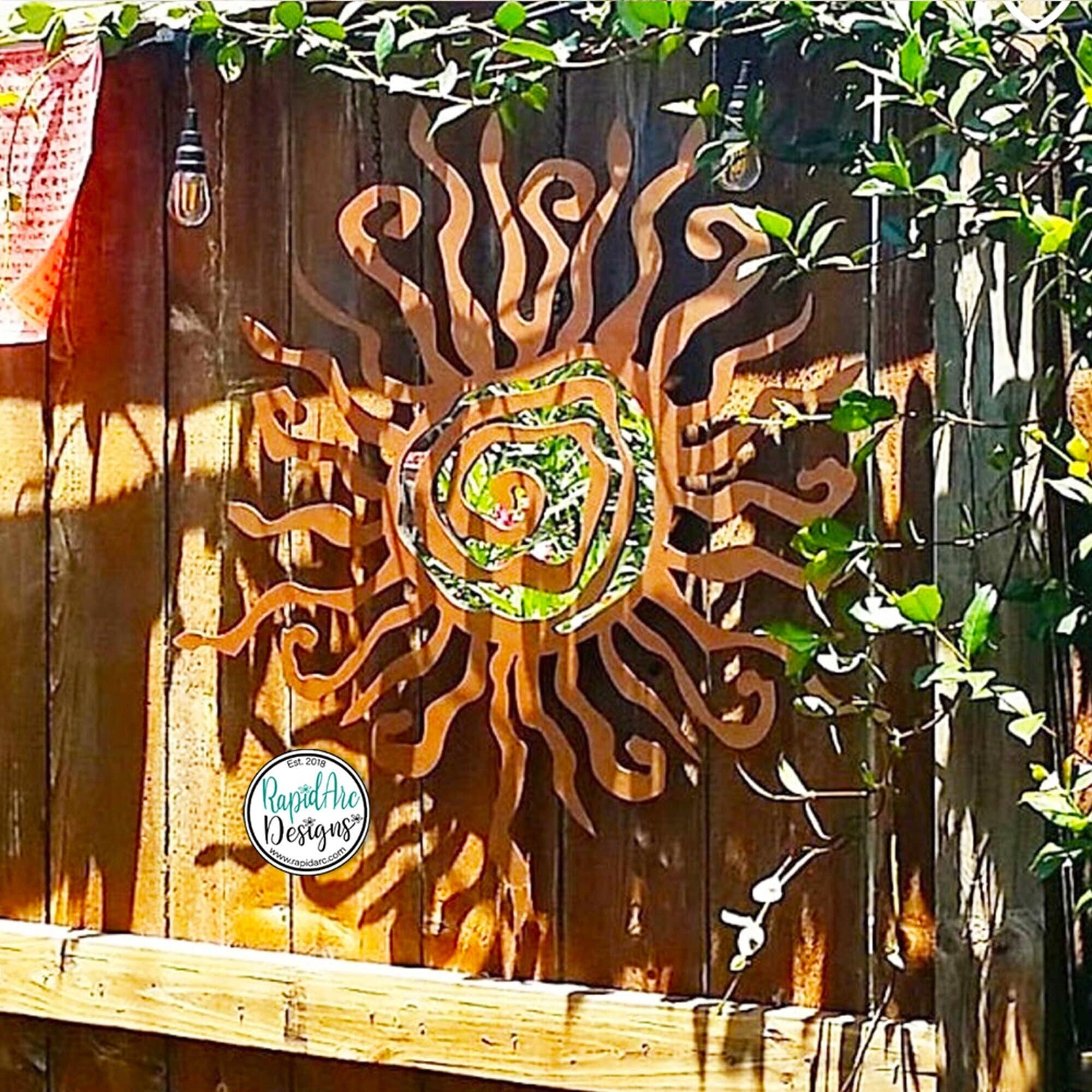 Metal Sun Wall Art, Whimsical Spiral Sun, Garden & Patio Decor