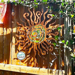 Metal Sun Wall Art, Whimsical Spiral Sun, Garden & Patio Decor