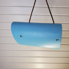Modern Aqua Round Tube Birdhouse with Solid Oak