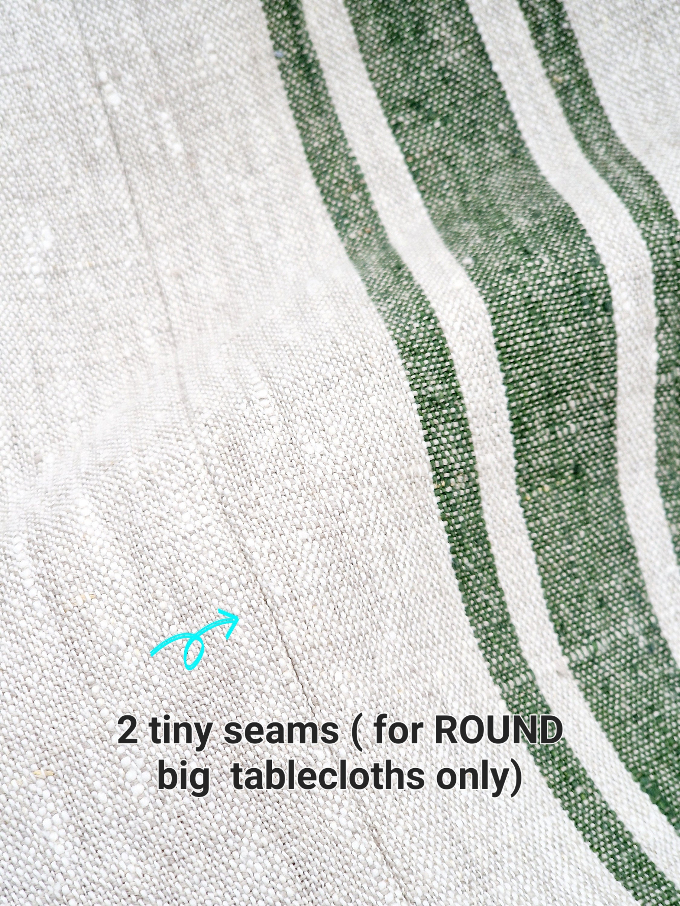 Heavyweight Striped Washed Linen Tablecloth - Blue, Green, Red Stripes