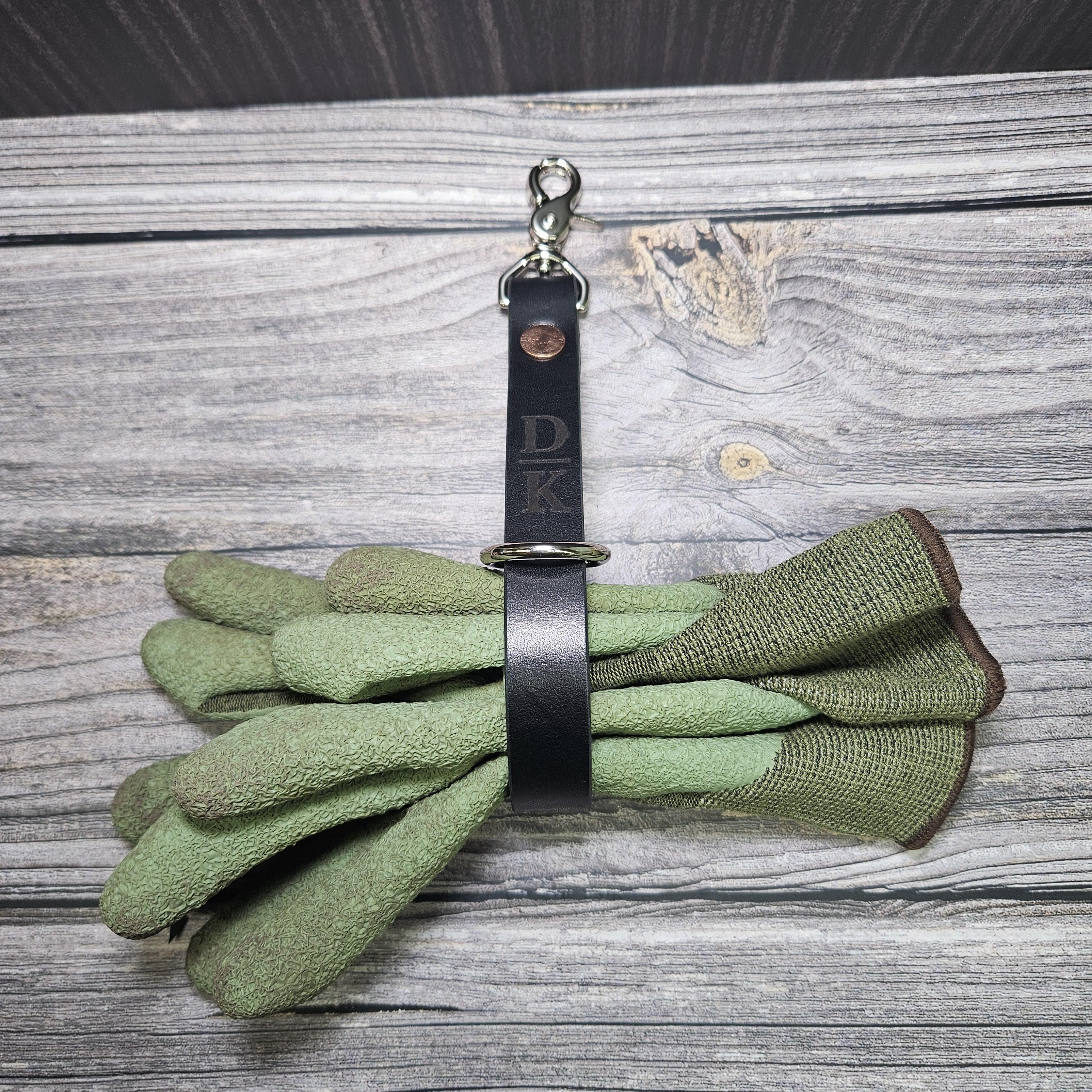 Leather Glove Holder with Clasp for Belt