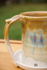Stoneware Pottery Microwave Bacon Cooker in Golden Brown