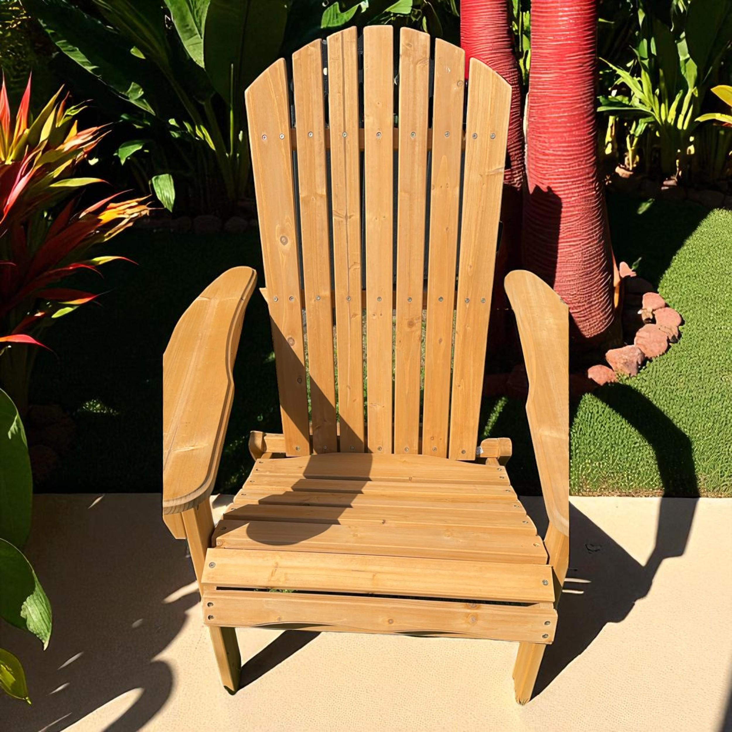 Wooden Folding Adirondack Chairs, All-Weather Outdoor Lounge Chairs for Patio, Lawn, Garden, Poolside, Fire Pit Seating