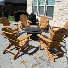 Wooden Folding Adirondack Chairs, All-Weather Outdoor Lounge Chairs for Patio, Lawn, Garden, Poolside, Fire Pit Seating