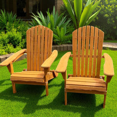 Wooden Folding Adirondack Chairs, All-Weather Outdoor Lounge Chairs for Patio, Lawn, Garden, Poolside, Fire Pit Seating