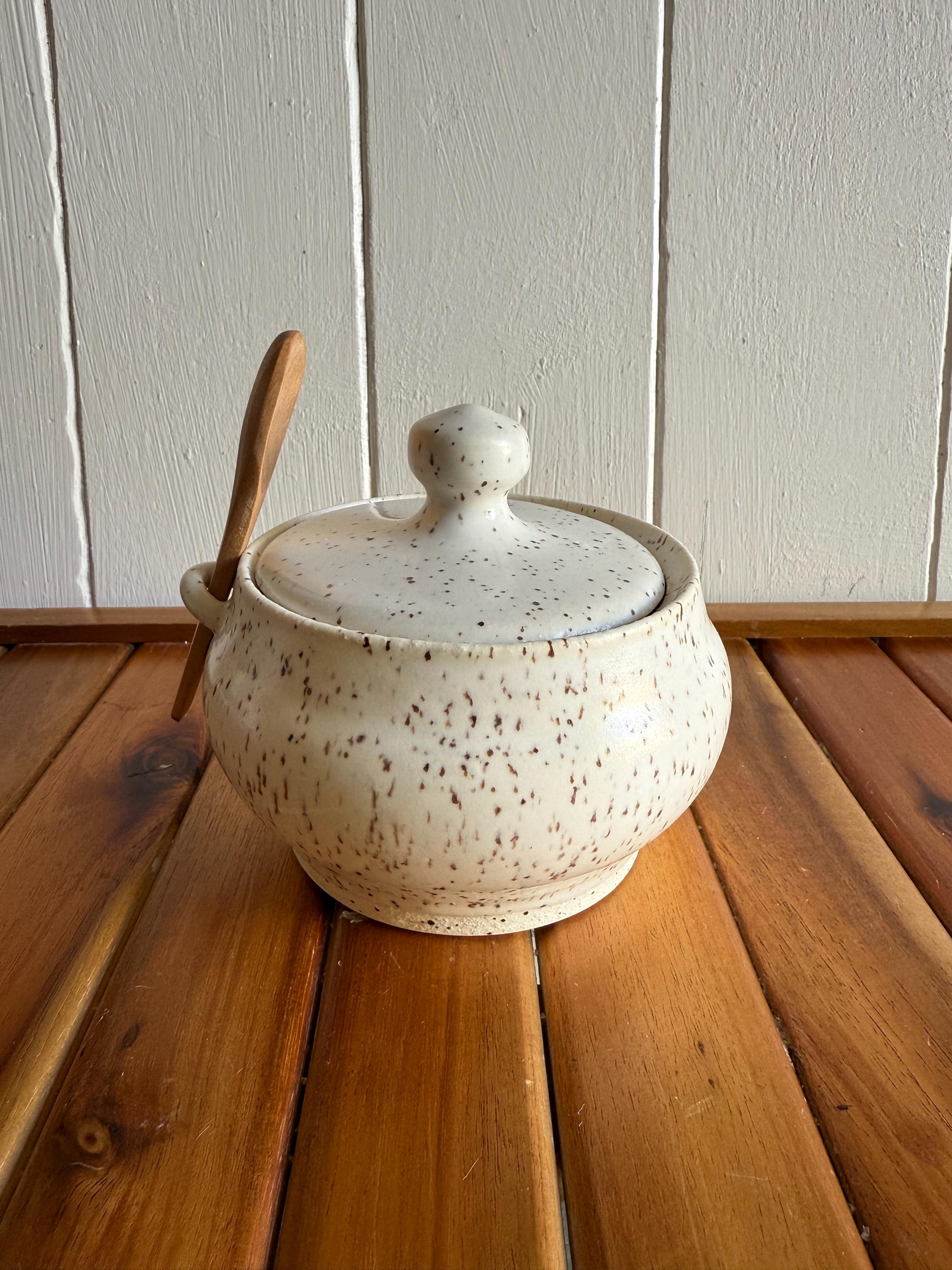 Ceramic Lidded Salt Cellar with Spoon