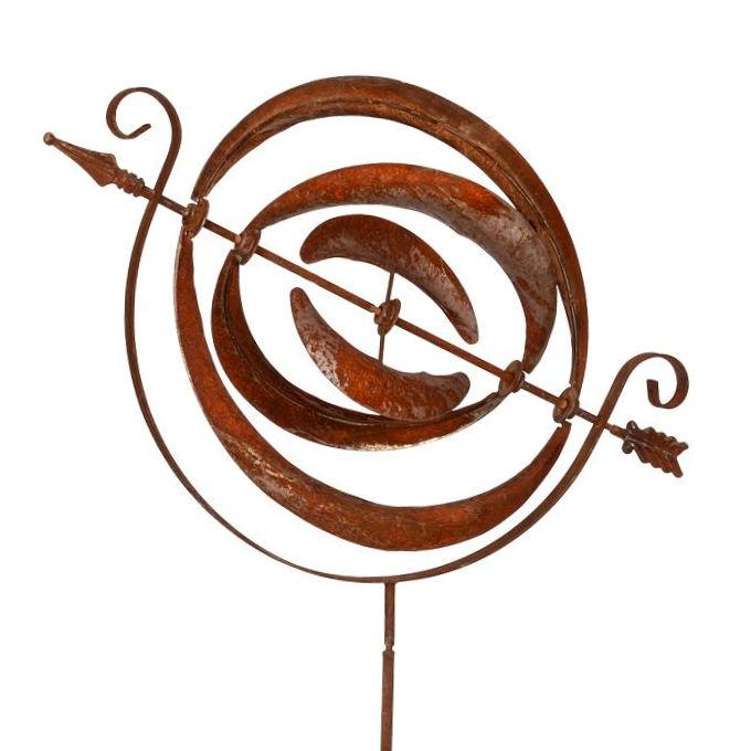 Armillary Sphere Wind Spinner — Metal Garden Ornament