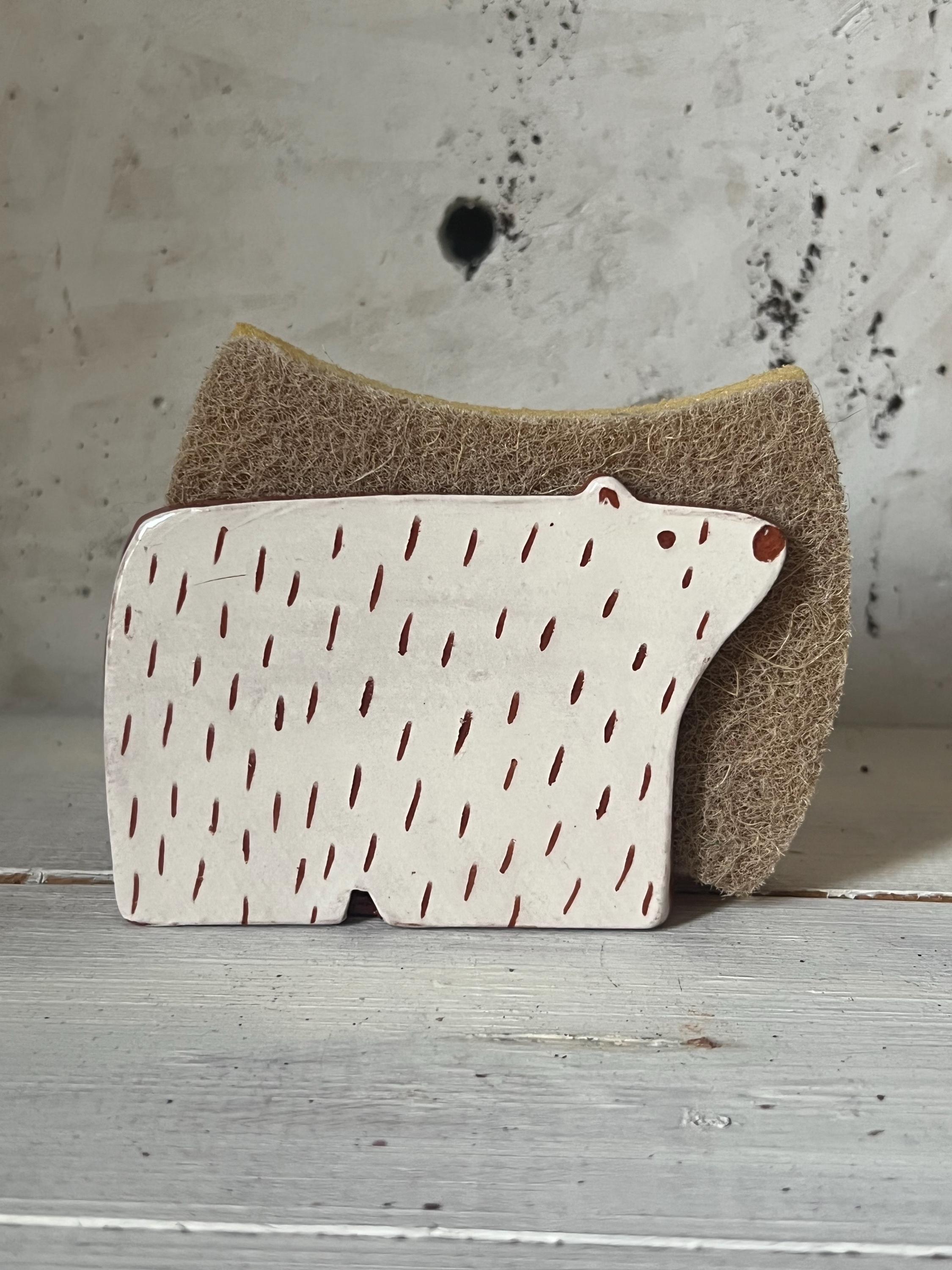 Sponge Holder - Napkin Holder - Bear Decor - Ceramics