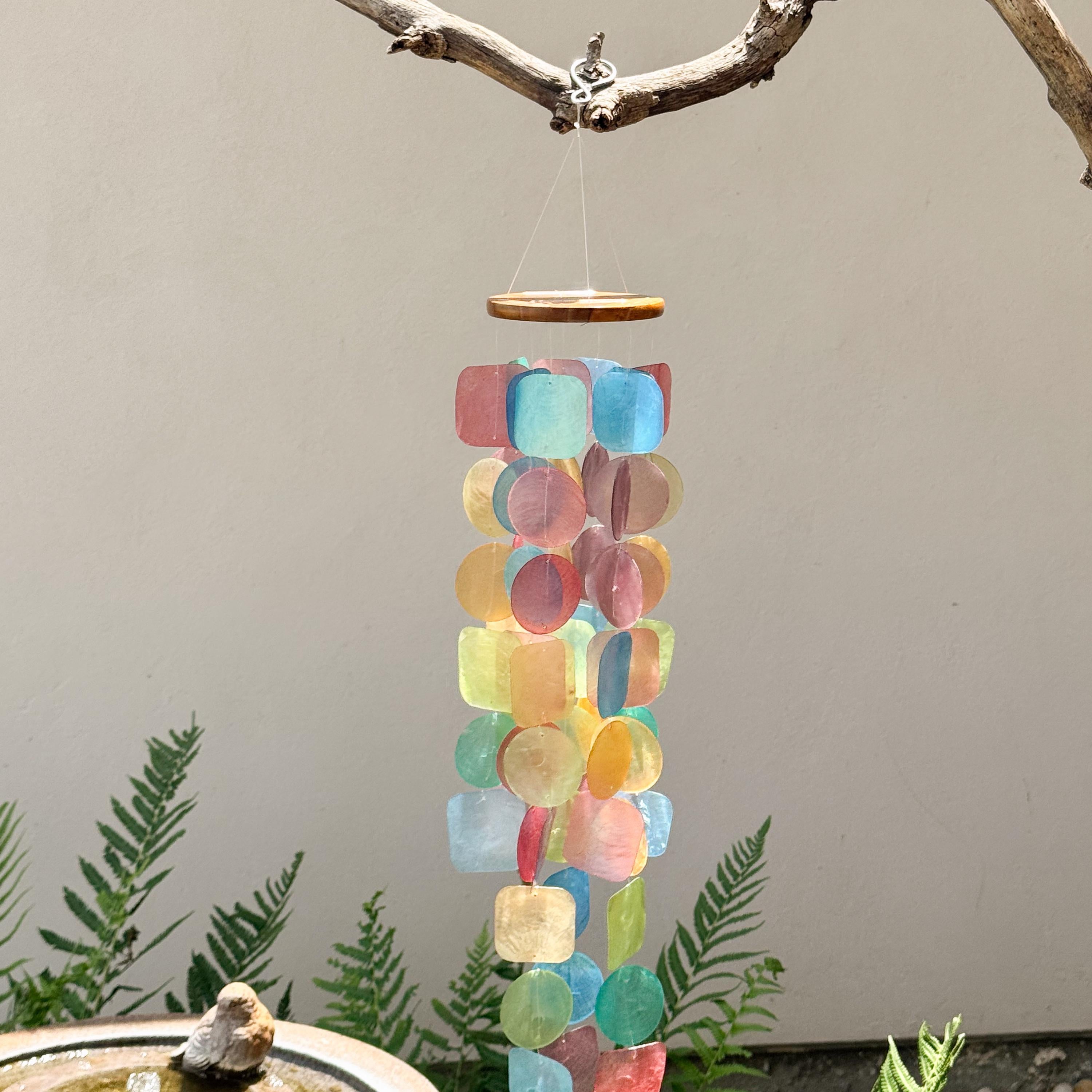 Rainbow Wind Chime Coastal Decoration Beach Accessory Outdoor Hanging Garden Decor Bali Style Capiz Shell