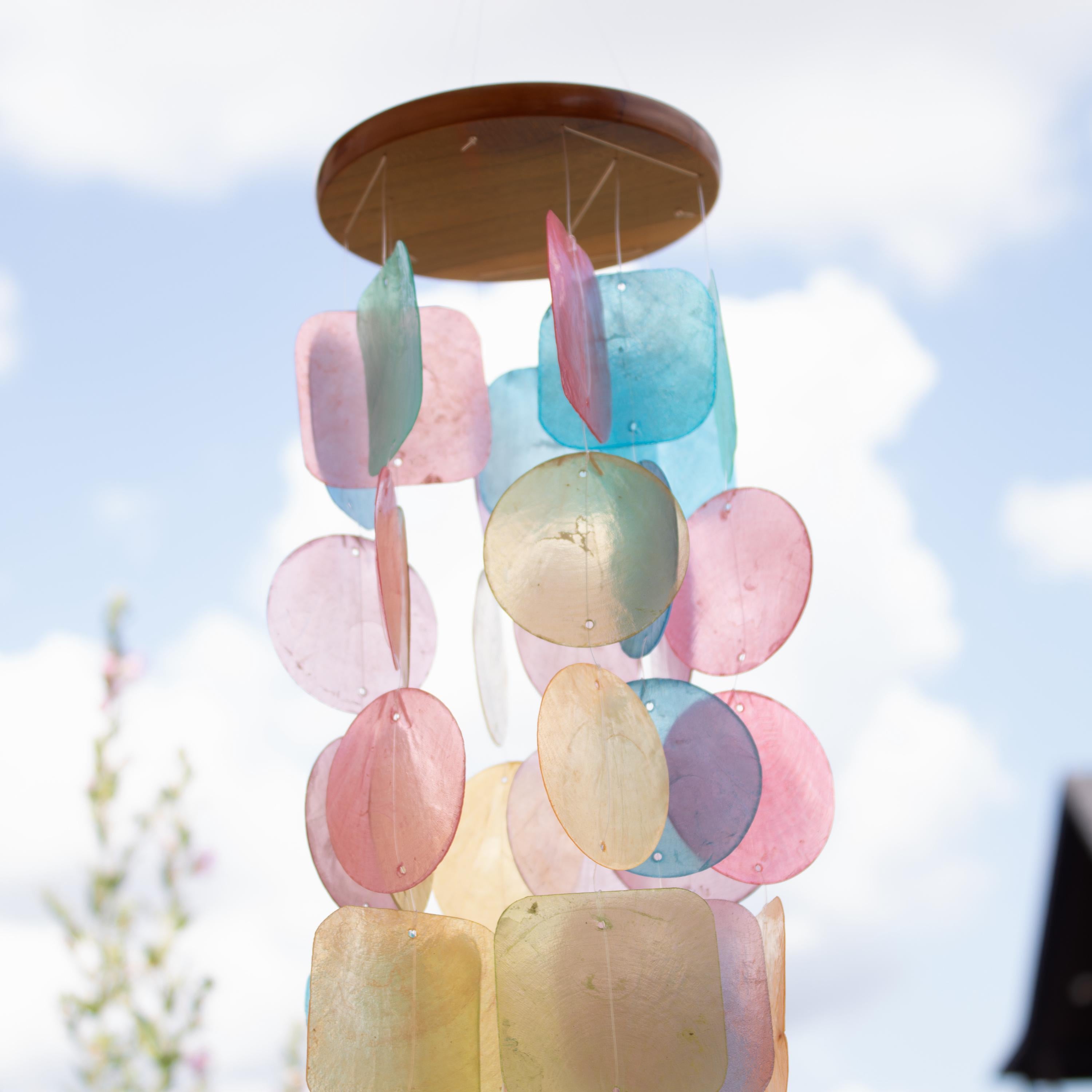 Rainbow Wind Chime Coastal Decoration Beach Accessory Outdoor Hanging Garden Decor Bali Style Capiz Shell