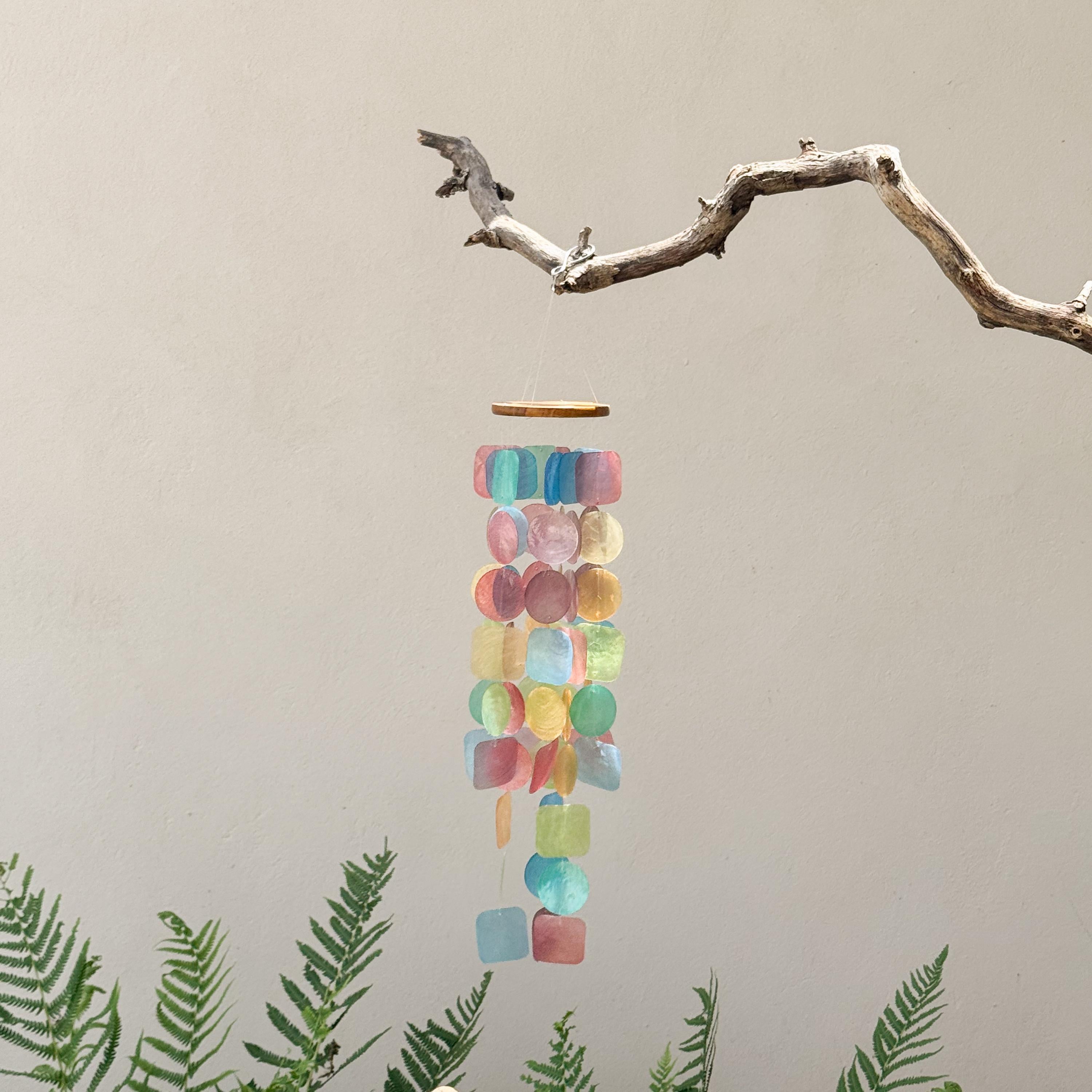 Rainbow Wind Chime Coastal Decoration Beach Accessory Outdoor Hanging Garden Decor Bali Style Capiz Shell