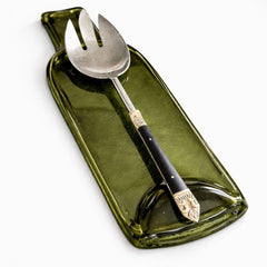 Recycled Wine Bottle Spoon Rest | Fused Glass Kitchen Tray
