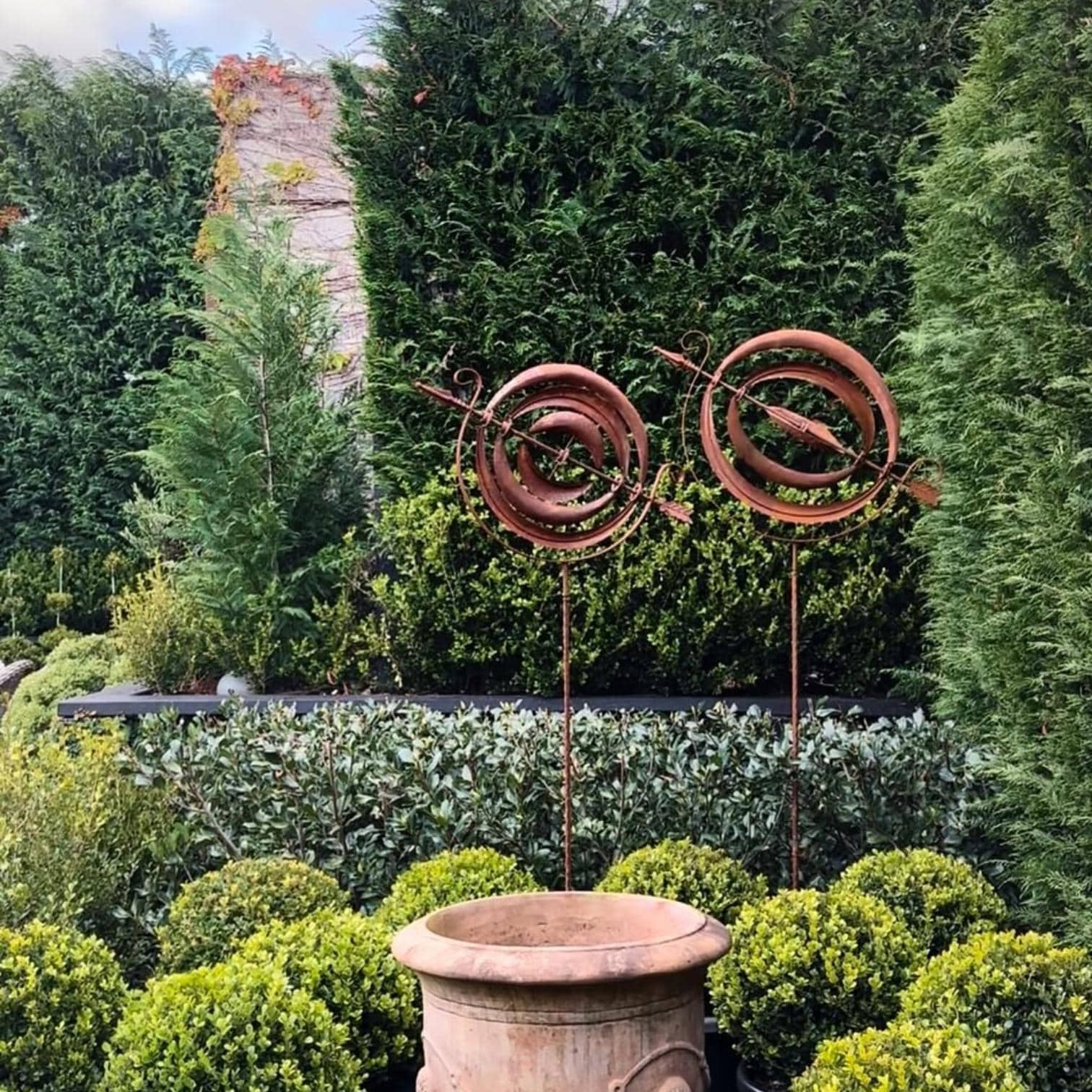 Armillary Sphere Wind Spinner — Metal Garden Ornament