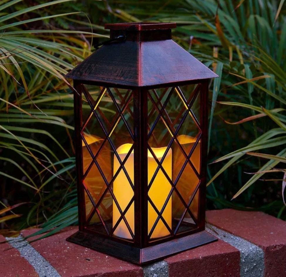 11 in. Solar LED Bronze Finish Lantern