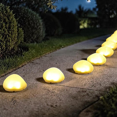Solar-Powered Outdoor Garden Lights — Waterproof Lantern & Warm Glow Pebble Pathway Set