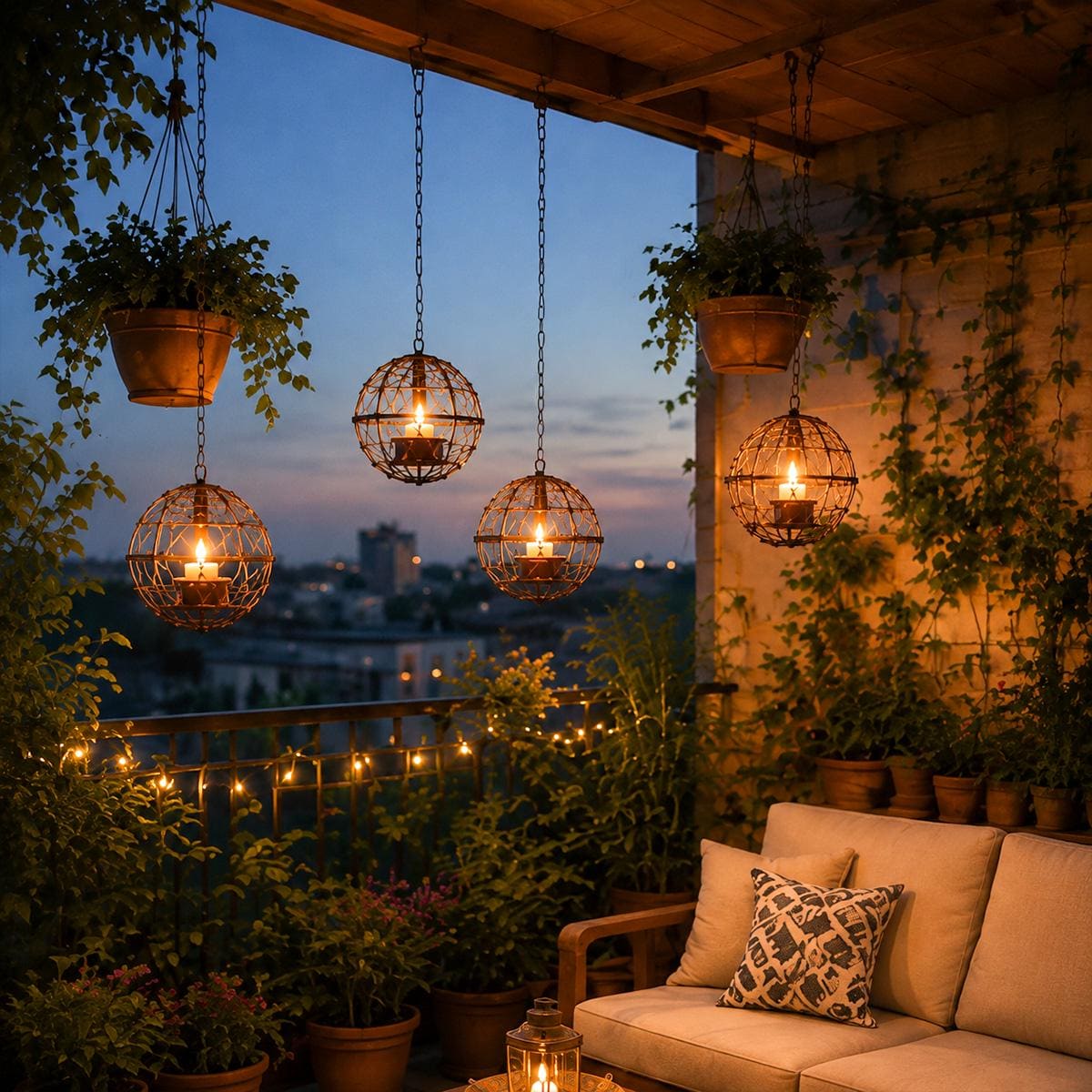 Outdoor Hanging Wire Globe Lanterns, Cozy Patio & Garden Candle Lights, Rustic Wedding Glow, Pergola Hanging Orbs, String Lights