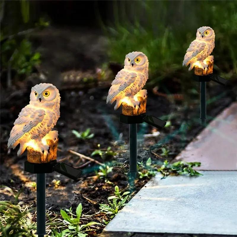 Solar Owl Garden Light, Waterproof LED Yard Decor, Outdoor Patio Lawn Pathway Lamp